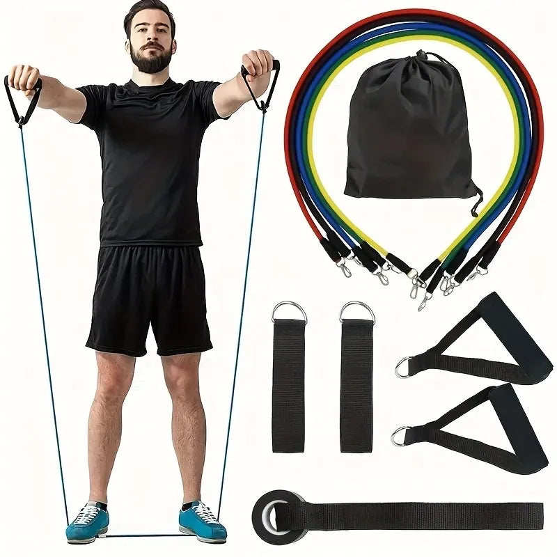 Conjunto esportivo de 11 peças combinado de corda de puxar fitness