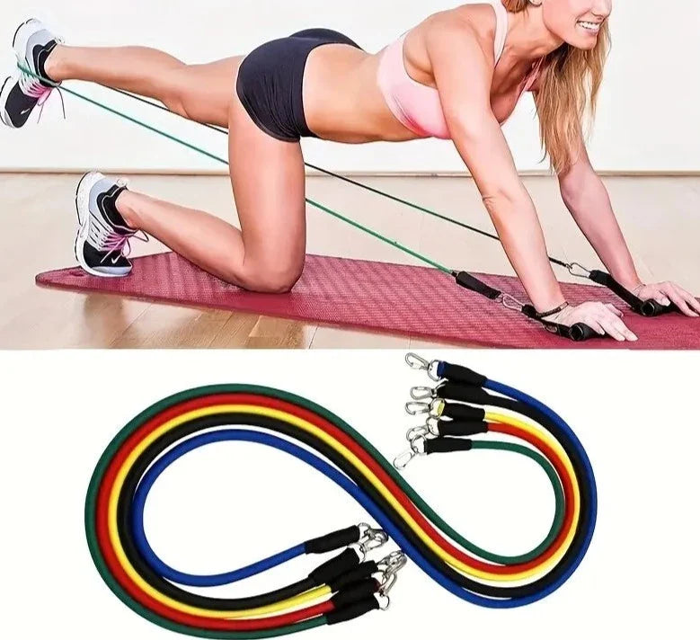 Conjunto esportivo de 11 peças combinado de corda de puxar fitness